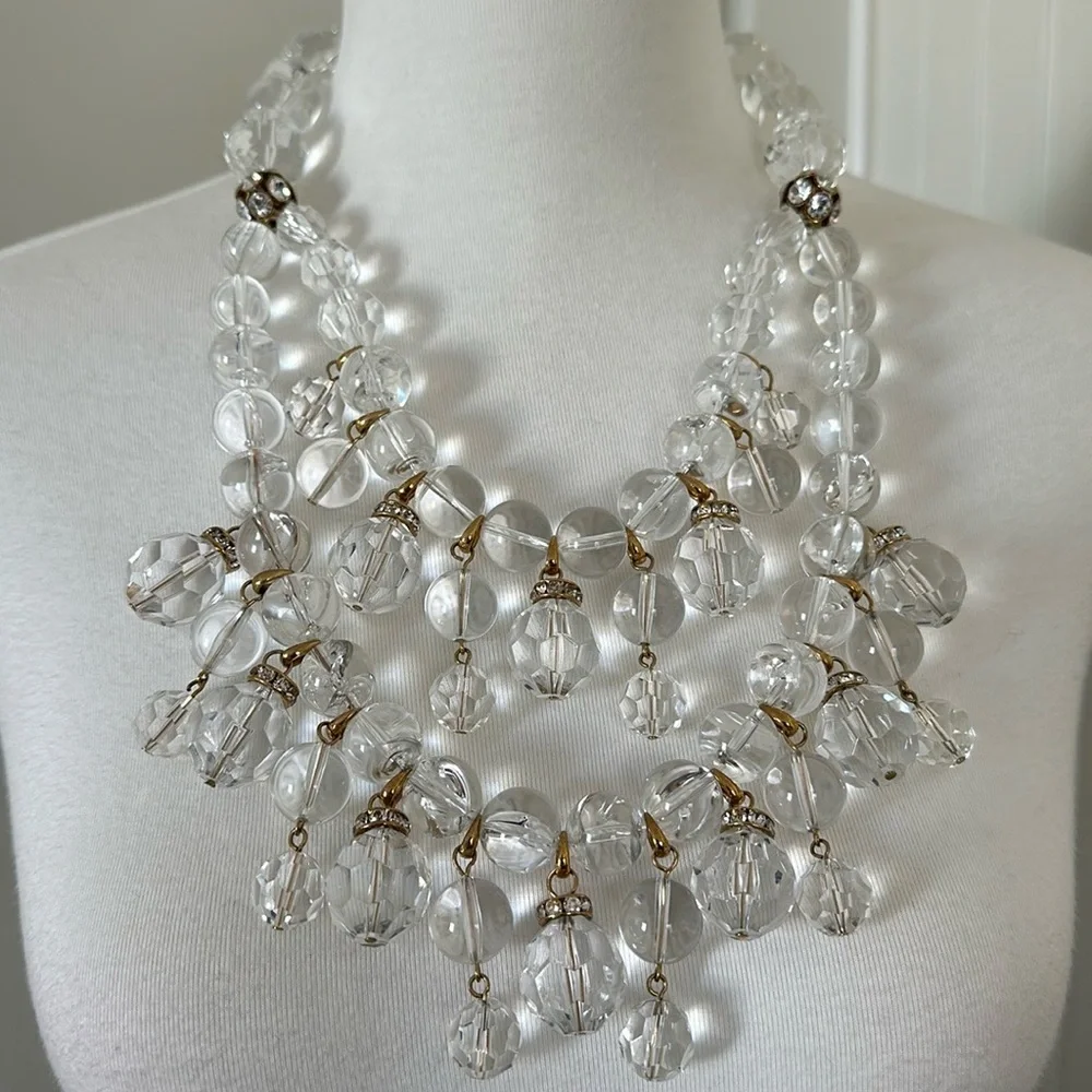 J. Crew Crystal Lucite Bib Statement Necklace